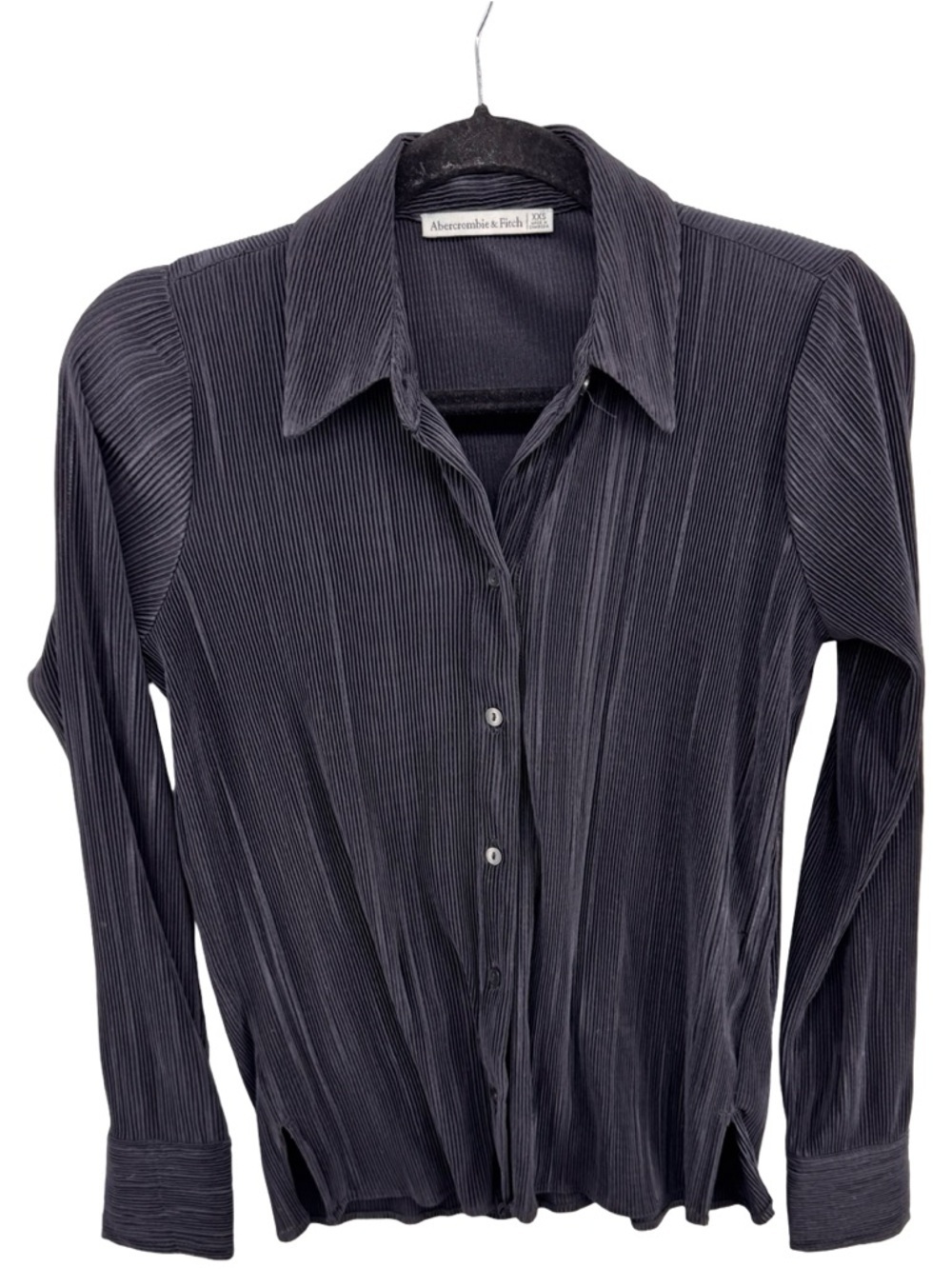 Abercrombie & Fitch Black Ribbed Button-Up Shirt